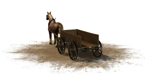 Farma koně s vozem — Stock fotografie
