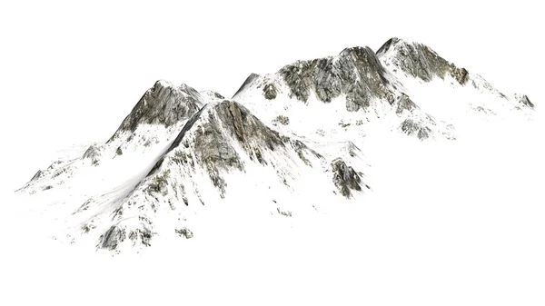 Montagnes enneigées - isolées sur fond blanc — Photo
