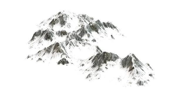 Montagnes enneigées - isolées sur fond blanc — Photo