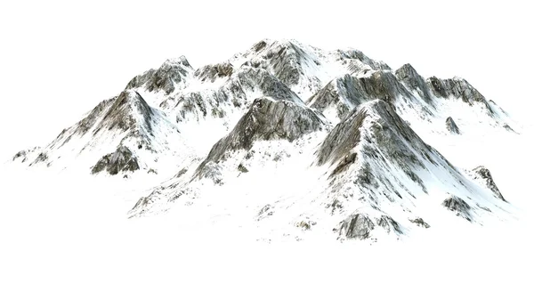 Χιονισμένα βουνά - απομονώνονται σε λευκό φόντο — Φωτογραφία Αρχείου