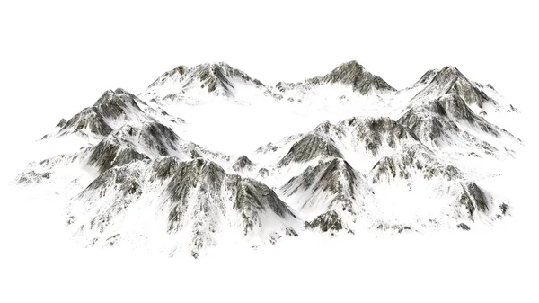 Χιονισμένα βουνά - απομονώνονται σε λευκό φόντο — Φωτογραφία Αρχείου