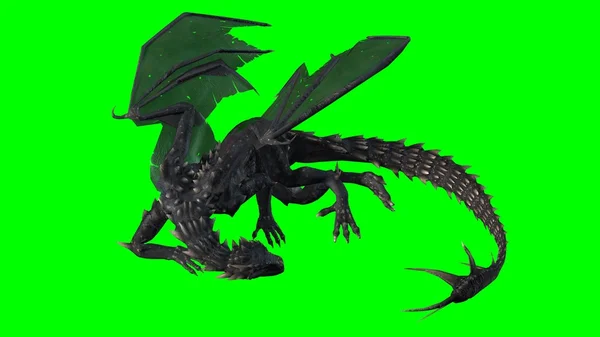 Dragon - grön skärm — Stockfoto
