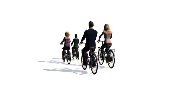 Famille cycliste, cycliste, isolé sur fond blanc — Photo