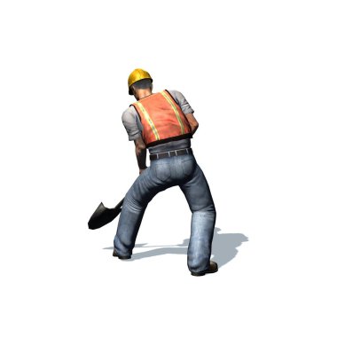 kürek ile inşaat işçi 