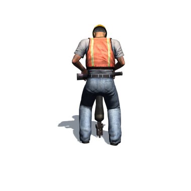 Basınçlı hava inşaat işçi döner çekiç ile çekiç