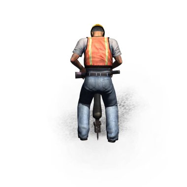 Basınçlı hava inşaat işçi döner çekiç ile çekiç