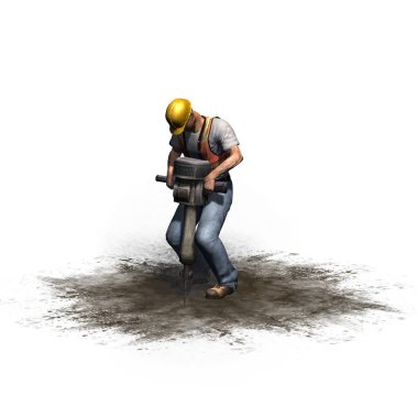 Basınçlı hava inşaat işçi döner çekiç ile çekiç