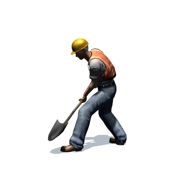 Byggande arbetare med spade — Stockfoto