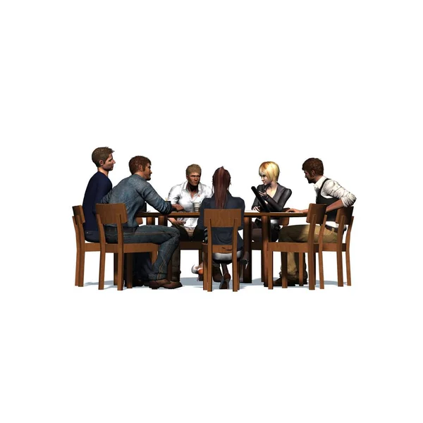 Mensen zitten aan een ronde tafel in een vergadering - business — Stockfoto