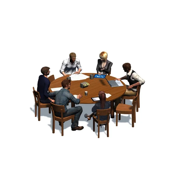 Mensen zitten aan een ronde tafel in een vergadering - business — Stockfoto