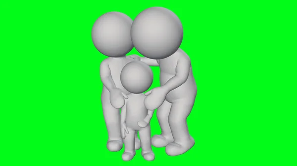 3D people - little family - green screen