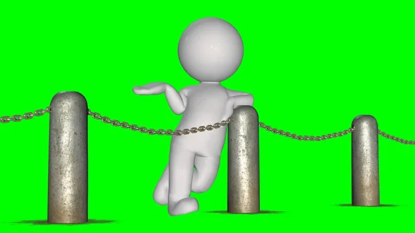 3D ludzi za ekran blokady - zielony łańcuchy — Zdjęcie stockowe