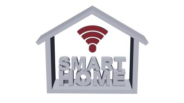 Akıllı ev concept - 3d illüstrasyon - beyaz arka plan üzerinde izole