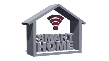 Akıllı ev concept - 3d illüstrasyon - beyaz arka plan üzerinde izole