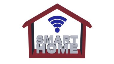 Akıllı ev concept - 3d illüstrasyon - beyaz arka plan üzerinde izole