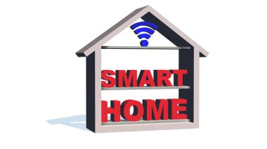 Akıllı ev concept - 3d illüstrasyon - beyaz arka plan üzerinde izole