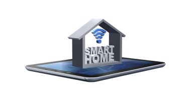 Akıllı ev concept - 3d illüstrasyon - beyaz arka plan üzerinde izole