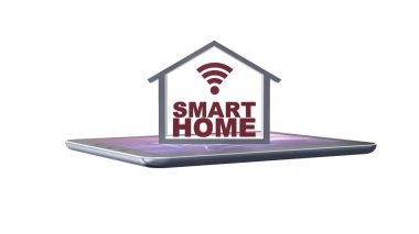 Akıllı ev concept - 3d illüstrasyon - beyaz arka plan üzerinde izole