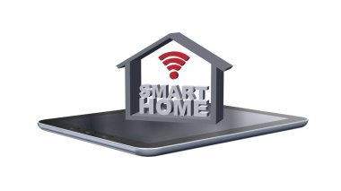 Akıllı ev concept - 3d illüstrasyon - beyaz arka plan üzerinde izole