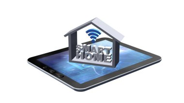 Akıllı ev concept - 3d illüstrasyon - beyaz arka plan üzerinde izole