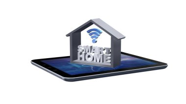 Akıllı ev concept - 3d illüstrasyon - beyaz arka plan üzerinde izole