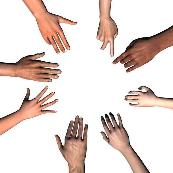 Hands Group People Unity Team Green Screen — Stock Photo, Image