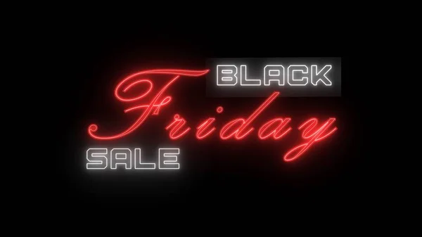 Black Friday Sale lettering shown in neon style - black background - 3D illustration