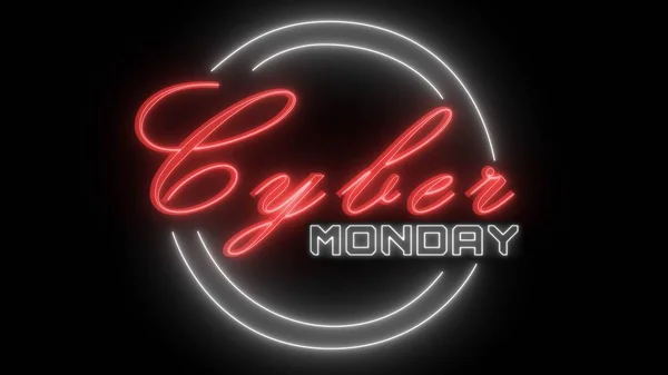 Cyber Monday Lettering Shown Neon Style Black Background Illustration — Stock Photo, Image