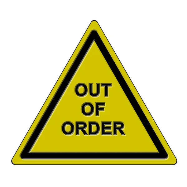Lettering Out Order Warning Sign Black Yellow Colour Isolated White — Φωτογραφία Αρχείου