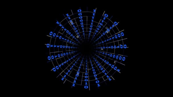 Codice Binario Colore Blu Movimento Astratto Della Velocità Progetto Tunnel — Video Stock