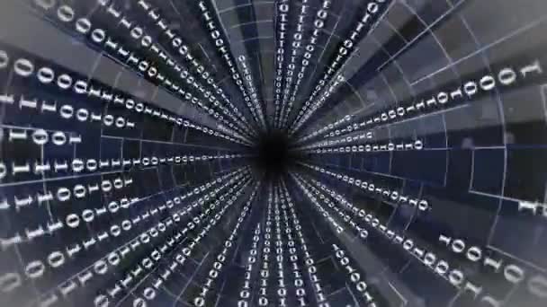 Binary Code White Colour Abstract Speed Motion Tunnel Design Technology — Stock Video