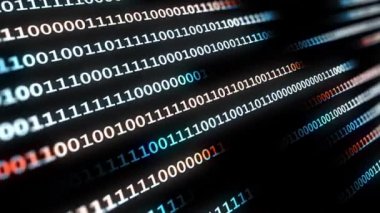 Motion graphics background - binary code in abstract speed motion - technology background with digital data