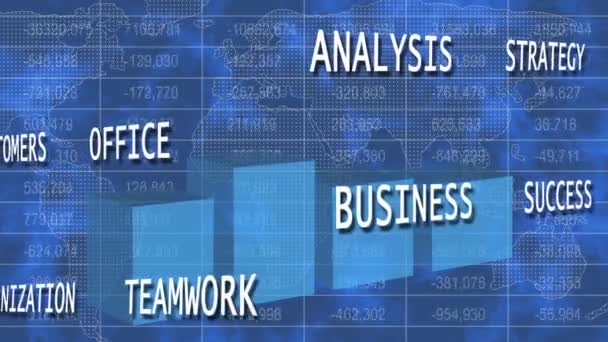 Οικονομικό Και Επιχειρηματικό Διάγραμμα Επιχειρησιακό Υπόβαθρο Μετακίνηση Επιχειρηματικών Λέξεων — Αρχείο Βίντεο