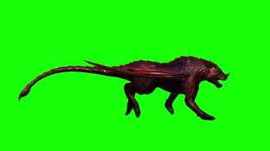 Efsanevi bir hayvan koşuyor - kusursuz döngü - yeşil ekran - 3 farklı görünüm