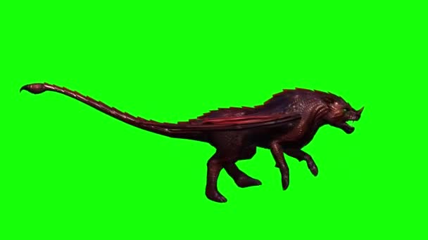 Mityczne Zwierzę Bestii Działa Płynne Pętli Zielony Ekran Różne Widoki — Wideo stockowe