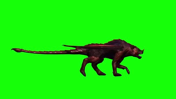 Ein Mythisches Tier Geht Nahtloser Looping Green Screen Verschiedene Ansichten — Stockvideo