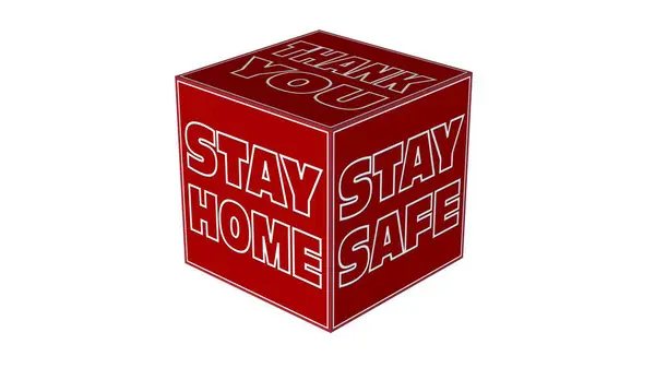待在家里 待在家里 红色立方体字母 白色背景隔离 3D插图 — 图库照片