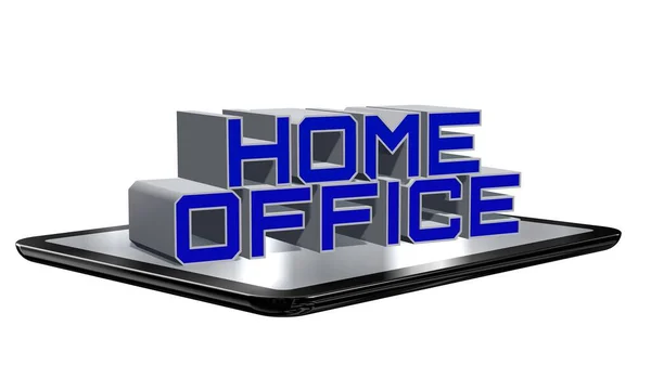 Home Office Lettering Placed Laptop White Background Illustration — Stock Photo, Image