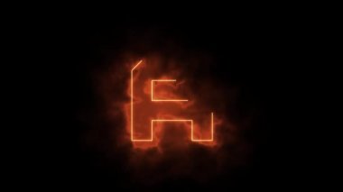 Alevler içindeki alfabe - A harfi alev - siyah arkaplanda lazer ışını ile çizilmiş