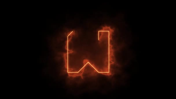 火焰字母W中的字母表 在黑色背景上用激光束绘制 — 图库视频影像
