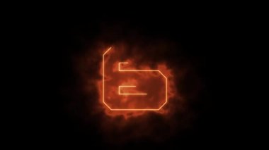 Alevler içindeki parmaklar - 6 numara yanıyor - siyah arka planda lazer ışını ile çizilmiş