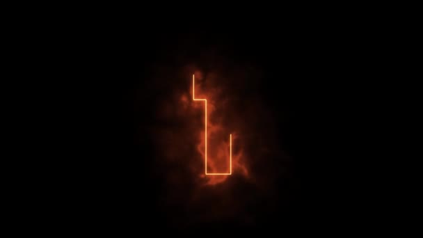 火焰中的数字 黑色背景激光束在火上的第一号 — 图库视频影像