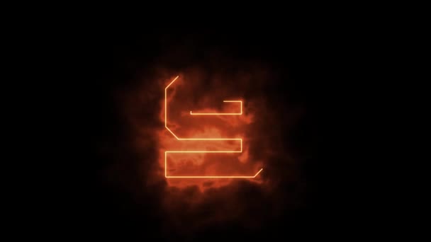 Digits Flames Number Fire Drawn Laser Beam Black Background — Stock Video