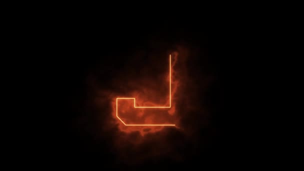 Alphabet Flames Letter Fire Drawn Laser Beam Black Background — Stock Video