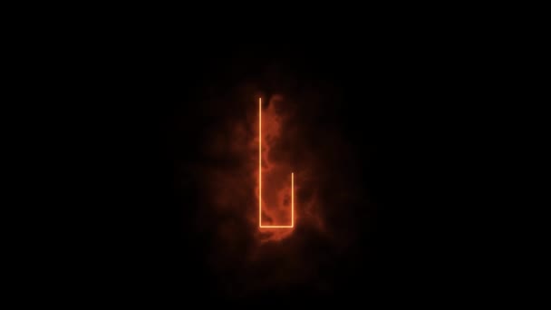 Алфавит Пламени Буква Огне Нарисован Лазерным Лучом Черном Фоне — стоковое видео