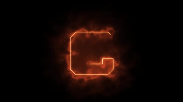 Alphabet Flames Letter Fire Drawn Laser Beam Black Background — Stock Video