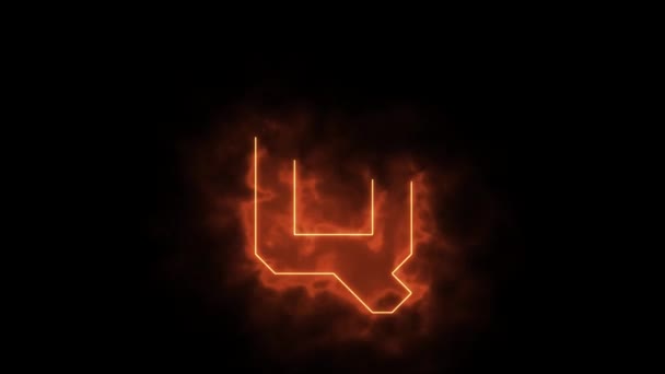 アルファベットの炎 文字Q火 黒の背景にレーザービームで描かれた — ストック動画