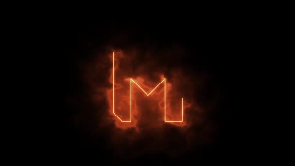 火焰字母M中的字母 在黑色背景上用激光束绘制 — 图库视频影像