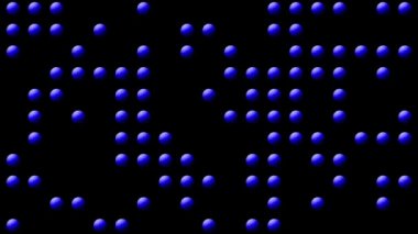 Soyut arkaplan videosu - mavi noktalardan rastgele hareket eden ızgara maskesi