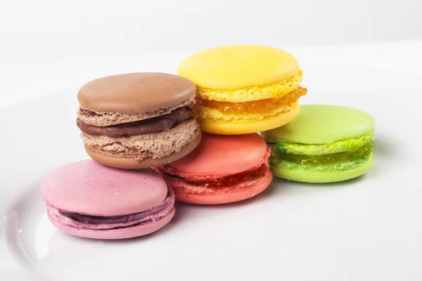 Macaroons types, options, colorful, color isolated white background — Stock Photo, Image